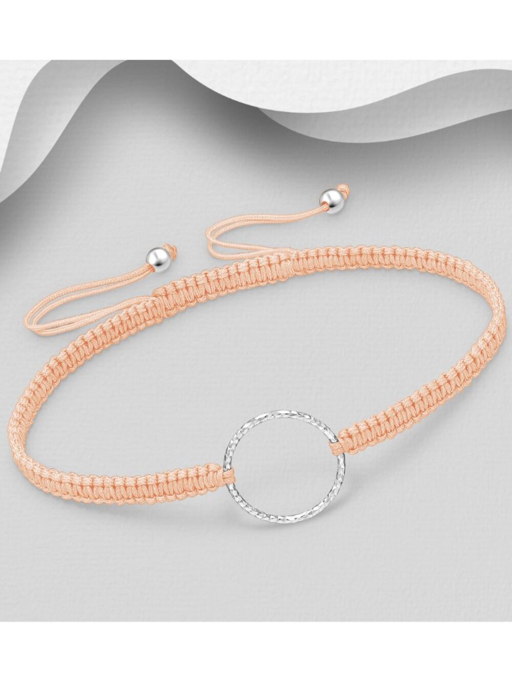 925 Sterling Silver Circle Adjustable Thread Bracelet